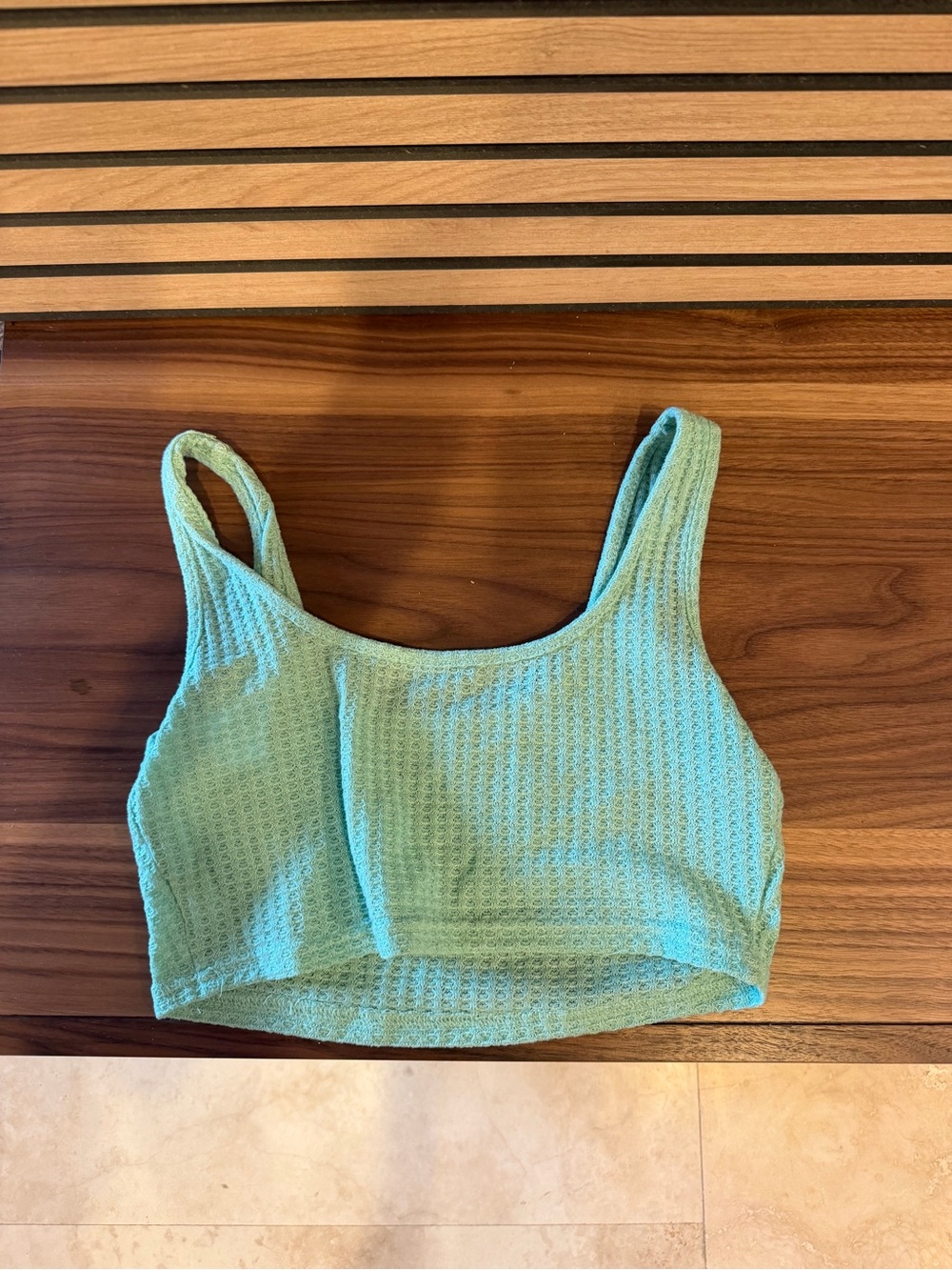 SHEIN Light Aqua Textured Crop Top